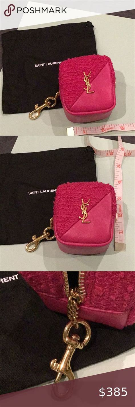 ysl keychain pink|YSL coin purse keychain.